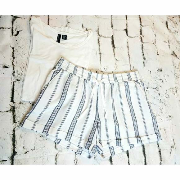 Old Navy Pants - Old Navy linen blend striped shorts sz M